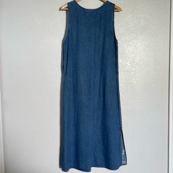Agapo Denim Blue Jean Jumper Dress Embroidered - Size M - Picture 2 of 5